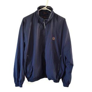 Tommy Hilfiger Lions Crest Golf Windbreaker Mens Navy Blue Jacket VTG S runs big